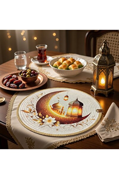 Sarda Design RAMAZAN TEMALI BASKILI,SUPLA TAKIMI, AMERİKAN SERVİS 6 ADET 33CM...