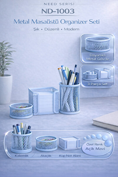 Need Masaüstü Perfore 3'lü Mavi Kalemlik Seti Nd-1003