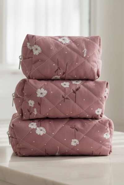 Bestway ve Diğeri مجموعة حقائب يد ومكياج مبطنة بنقشة ديزي 3 أحجام مختلفة