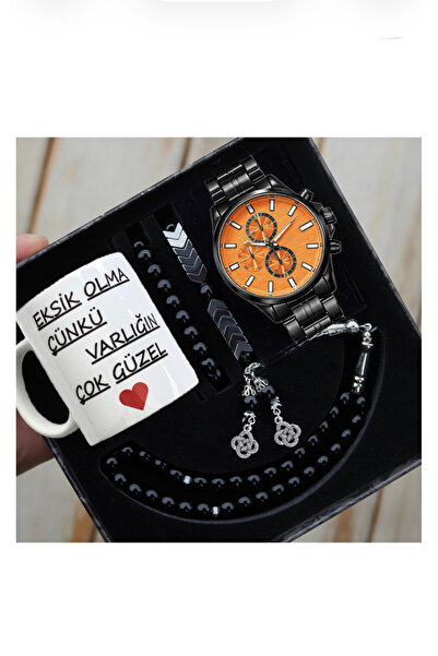 wesscollection Su Geçirmez Erkek Kol Saati Baskılı Kupa Bardak Tesbih ve Bile...