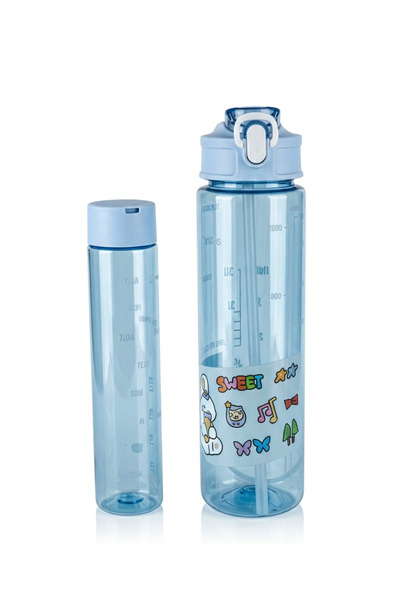 ARDEM AR-DEM 2'li şeffaf motivasyon matarası #kakusuz#pipetli#sticker hediyel...