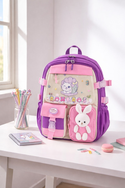 Roxbros Rucsac pentru școală primară cu mai multe compartimente în stil coree...