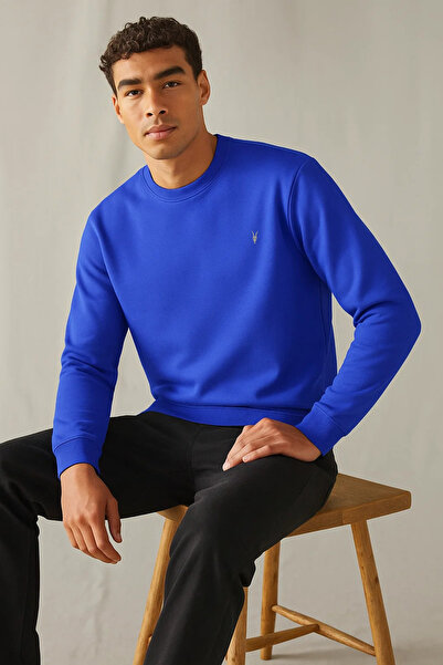 COMBİNE MİCHAİL Pulover de iarnă pentru bărbați, gros, de bază, albastru