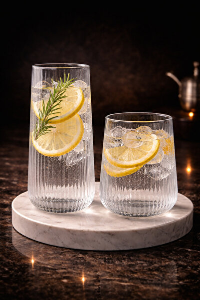 Maloria Çizgili Nova Su Seti | 12 Parça - [400ml, 350ml]