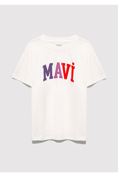 Mavi Logo Štampano Ecru majica širokog kroja / široka i udobna kroj 7610425-7...