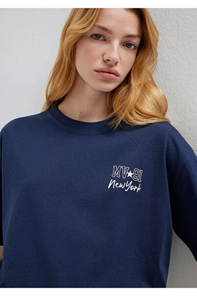 Mavi Back Printed Navy Blue T-Shirt Loose Fit / Relaxed Comfortable Cut 16137...