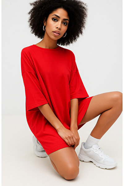 arakan Women's Oversize T-Shirt Dress – Comfortable Fit, Round Neck, Short Sl...
