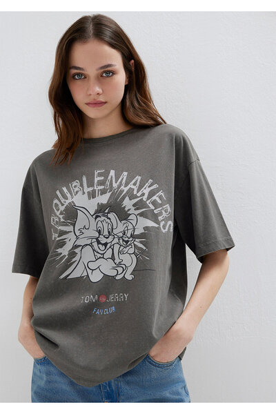 Mavi Tom and Jerry Printed Khaki T-Shirt Loose Fit / Comfortable Fit 1614043-...