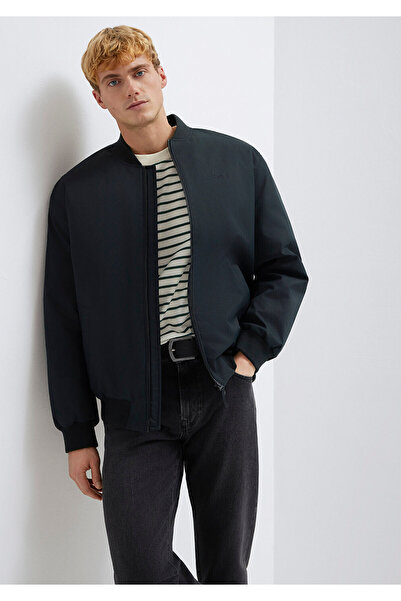 Mavi Men's Embroidered Black Transitional Coat