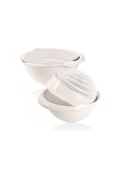 Melkan Home 360 Derece Dönebilir Makarna Süzgeci Çok Amaçlı Çift Hazneli Süzgeç Sebze Meyve Yıkama Döner Süzgeç