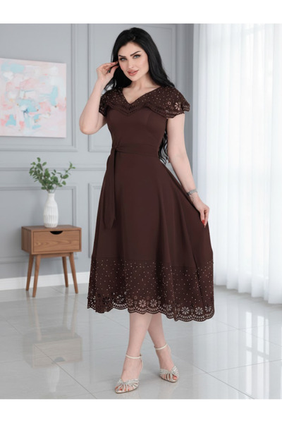 Nice Model Eid Special Elegant Midi Dress Soft Barbie Fabric Laser Cut Detail...