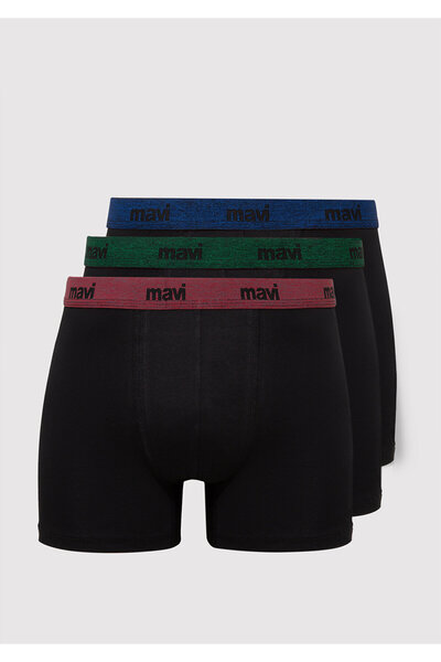 Mavi 3lü Siyah Basic Boxer 0911408-85585