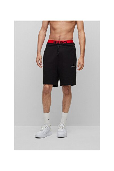 HUGO El Yazısı Logolu Rahat Kesim Pamuklu Havlu Kumaştan Şort