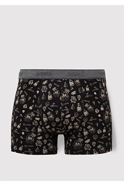 Mavi Baskılı Siyah Boxer 091719-900