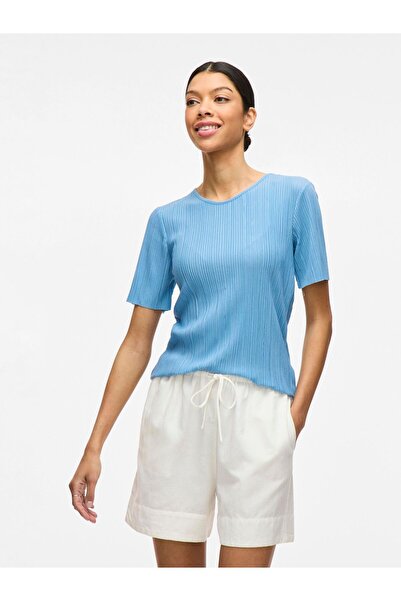 VILA Oberteil mit kurzen Ärmeln VIPLISA Plissierter