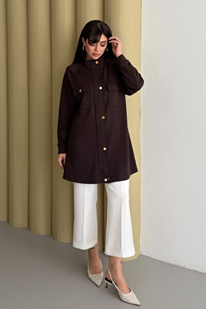 Balenbi Sudija kragna sa kopčama Sa detaljem džepa Modal Hidžab tunika 1191 -...