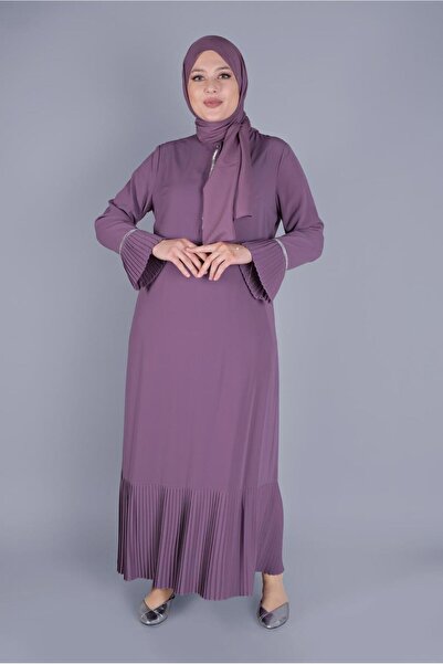 Alvina فستان بطيات بأكمام واسعة وطبعة أحجار - 20059