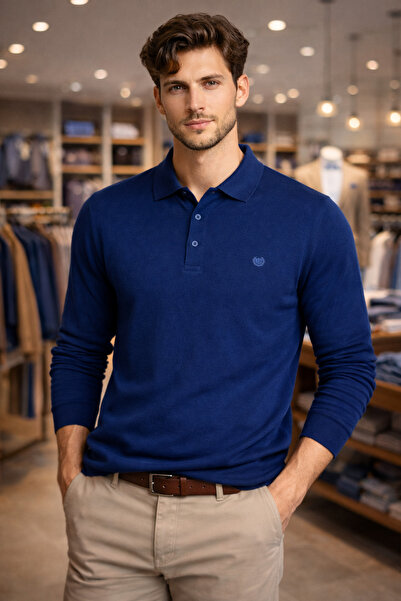 SİMENTİ BÜYÜK BEDEN (3XL-4XL)YUMUŞAK DOKU ,PAMUKLU ,POLO YAKALI, KAZAK MAVİ