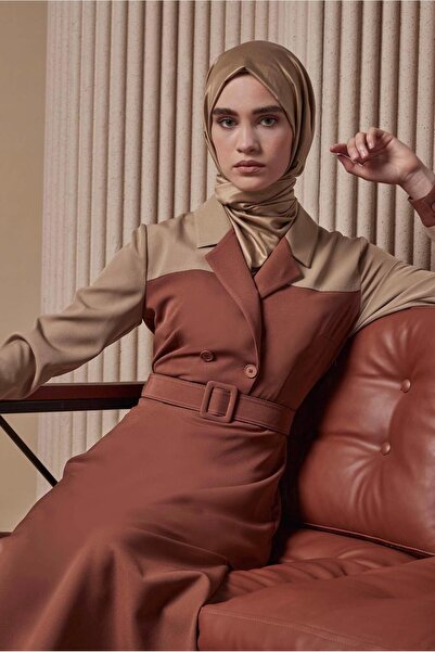 Alvina فستان كلاسيكي بحزام بلونين 42248