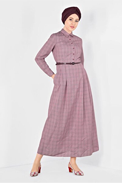 Alvina فستان قطني منقوش مربع 4993