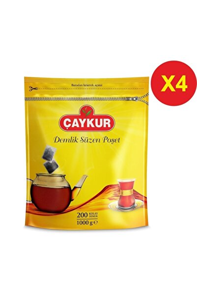 Çaykur 4 Adet Demlik Süzen Poşet Çay 5 Gr 200'lü (toplam 4000 Gram)