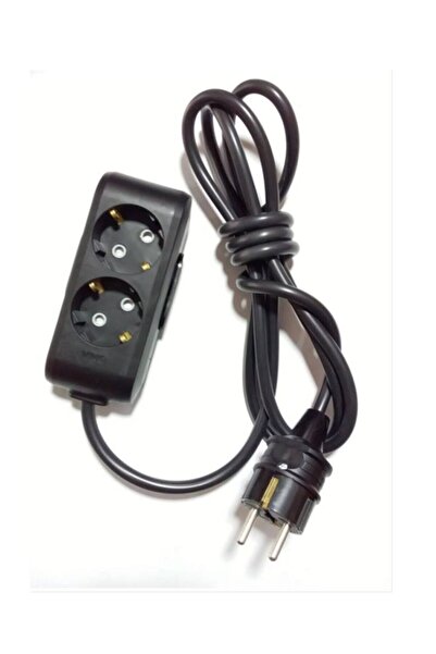 VİKO Ekonomik Siyah 2'li Topraklı Çocuk Korumalı Grup Priz 1 Metre Kablo