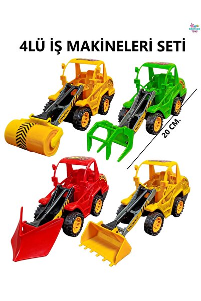 Brother Toys 4'lü İş Makinesi Seti Kepçe, BiçerDöver, Silindir, Kar Küreyici ...
