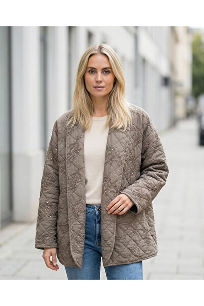 SLK Kadın Kapitone İşlemeli Ceket – Payet Detaylı – Oversize Şık Tasarım