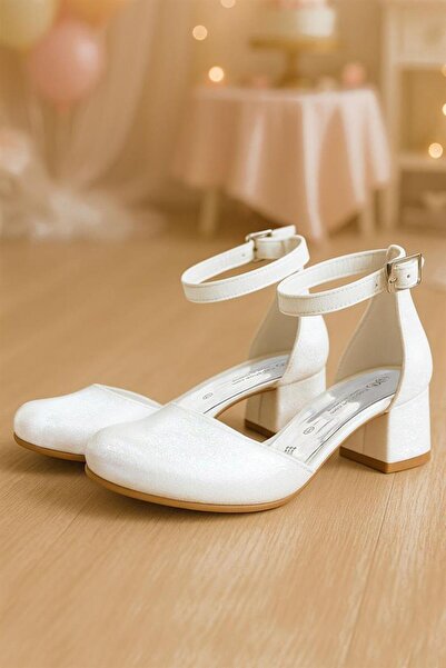 hapshoe Pantofi cu toc pentru fete Merida Pearl Shiny Glitter cu toc gros