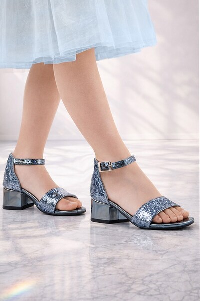 Sarıkaya Elsa Platinum Sa šljokicama Debela potpetica Cipele za večernje halj...