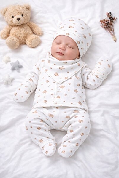 ENİA BABY Erkek Bebek Pamuklu Yenidoğan 5 Parça Hastane Çıkış Seti 0-3 Ay