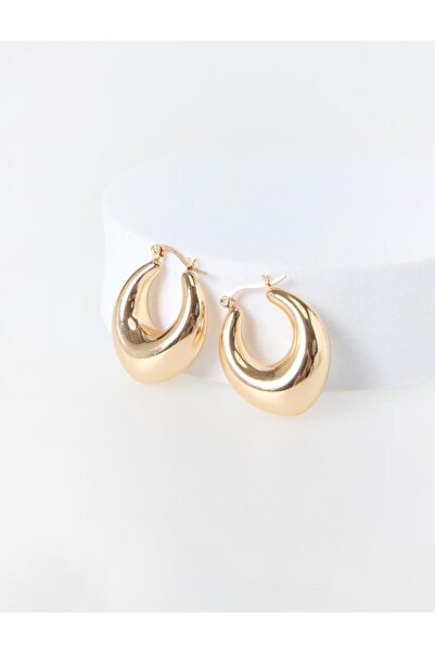 Jimmy Key Altın Rengi Parlak Kalın Halka Küpe