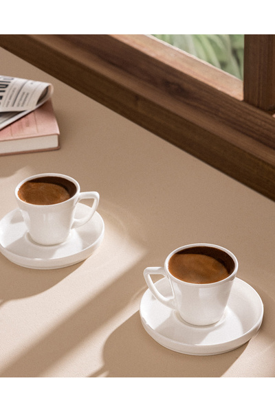 Madame Coco Mercure 6 Kişilik 12 Parça Kahve Fincan Seti - Beyaz - 90 ml