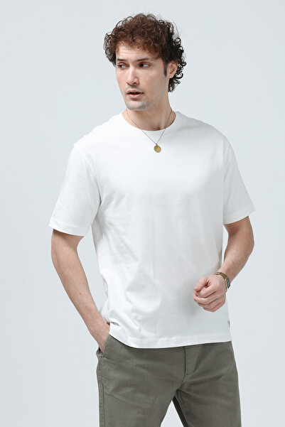 JB John Borners Bărbați guler rotund basic bumbac 100% în tricou Alb - 26Y 5446