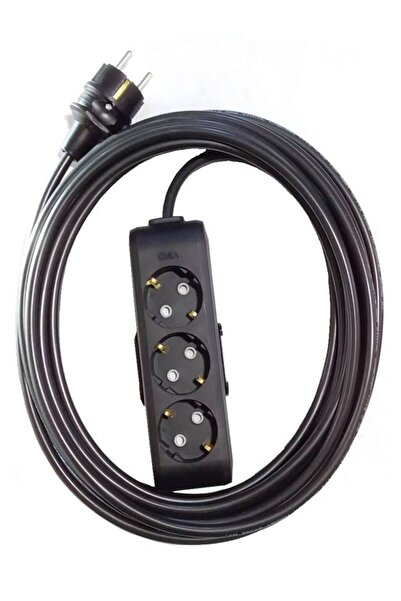 VİKO Ekonomik Siyah 3'lü Topraklı Çocuk Korumalı Grup Priz 5 Metre Kablo