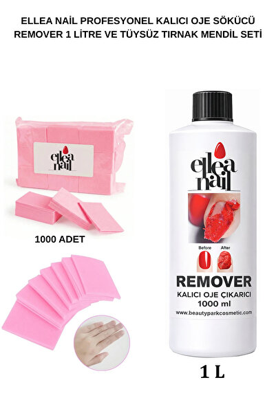 ELLEA NAIL Profesyonel Kalıcı Oje Sökücü Remover 1 Litre ve Tüy Bırakmayan Tı...