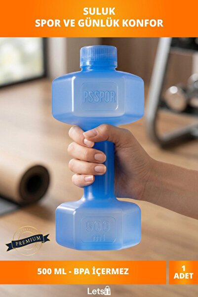 Letsii Mavi Dambıl Şeklinde Pratik 500 ml Suluk