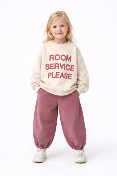 Motebarn Wear Devojčin set majice i balon farmerki Štampano