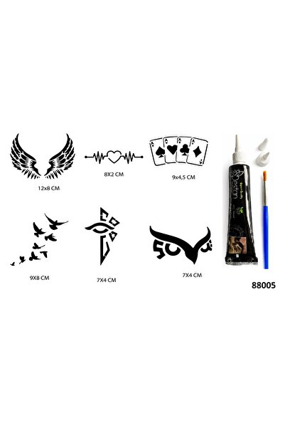 Airbrush Tattoo Tribal Kanat Şansı Hint Kınasıyla Geçici Dövme Seti