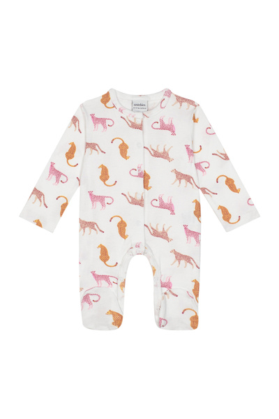 Antebies White Pink Long Sleeve Baby Girl Romper with Booties