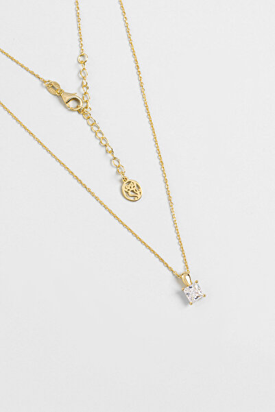 So CHIC... Prenses Kesim 18 Ayar Sarı Altın Kaplama 45 Cm Gümüş Minimal Kolye