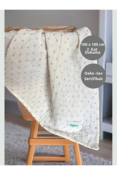 Zuppers Gray Pompom Baby Muslin Blanket - Blanket