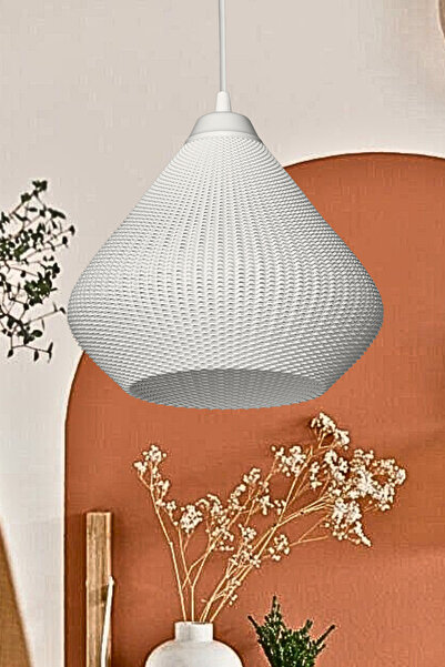 Gruis White Mesh Surface Chandelier Bedroom,Living Room Design Single Pendant (PLASTIC) E27