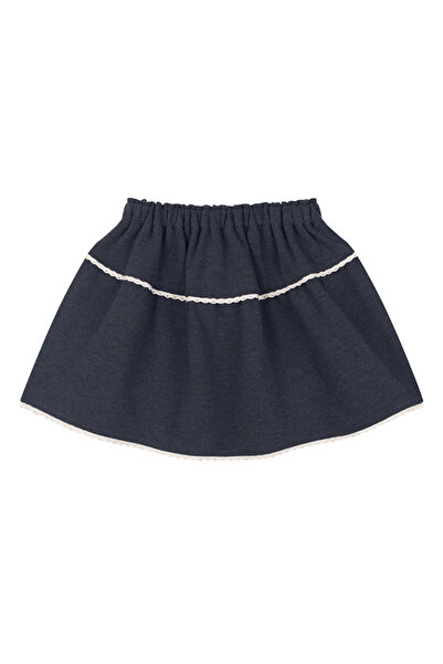 Antebies تنورة رمادية مزينة بالدانتيل مع خصر مطاطي للفتيات