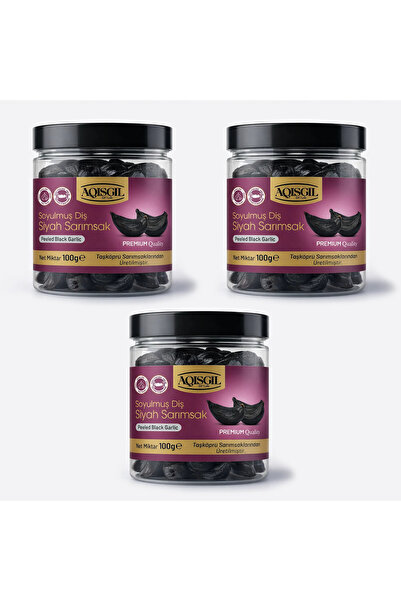 AQISGIL ÇİFTLİĞİ Taşköprü Soyulmuş Diş Siyah Sarımsak 100gr x 3 : 300gr – Fer...