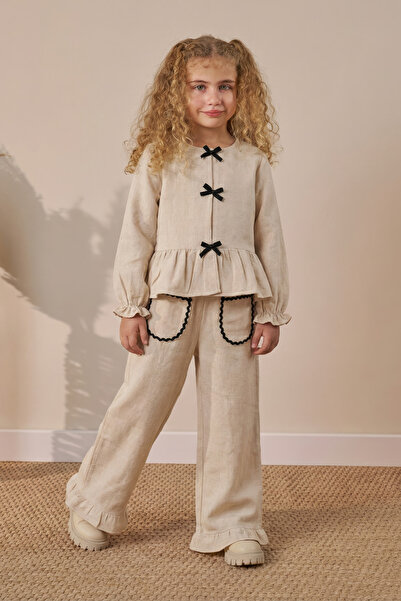 Minipodyum Praznični set za devojčice, gornji i donji deo, sa džepovima i det...