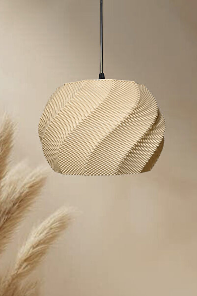 decory Lola Hasır Renk Rattan Görünümlü Avize, Pinterest Tarzı Tekli Sarkıt A...