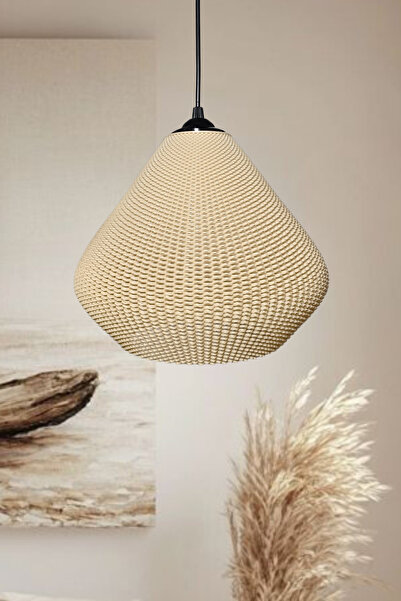 decory Gruis Hasır Yüzey Avize, Rattan Görünümlü Tasarım Tekli Sarkıt Avize (...