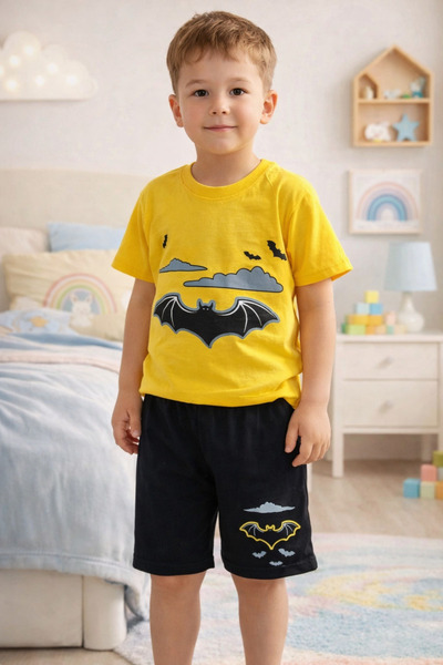 tinitins Σετ αγορίστικο χτενισμένο βαμβακερό σορτς με στάμπα