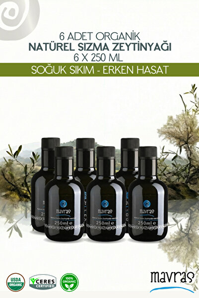 Mavras 6 Adet - Erken Hasat Soğuk Sıkım Natürel Sızma Zeytinyağı 250ml